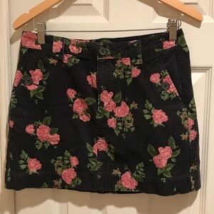 Floral corduroy mini skirt